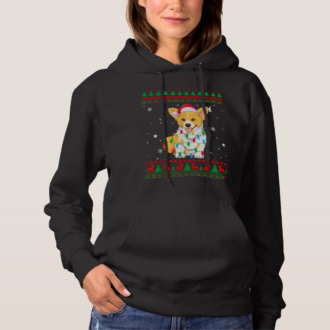 Xmas Ugly Sweater Christmas Lights Corgi Dog Lover (Front)