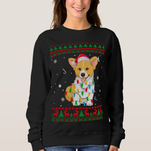 Xmas Ugly Sweater Christmas Lights Corgi Dog Lover