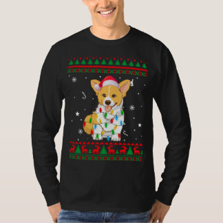 Xmas Ugly Sweater Christmas Lights Corgi Dog Lover