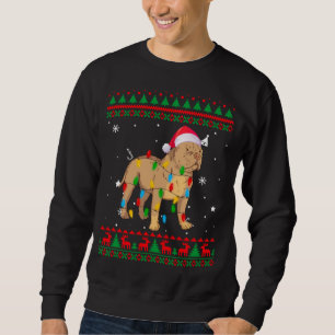 Xmas Ugly Sweater Christmas Lights Pitbull Dog Lov