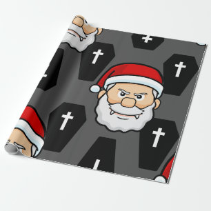 xmas vampire santa claus coffins wrapping paper