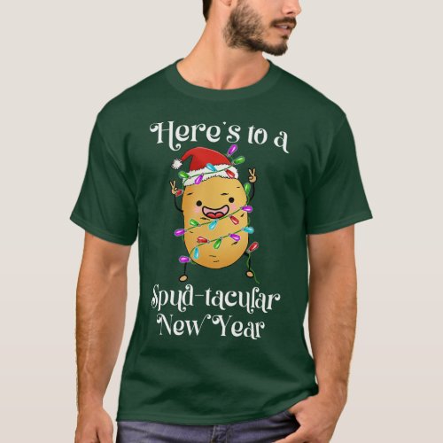 Xmas Vegetable Heres to a Spud Tacular New Year Sa T_Shirt
