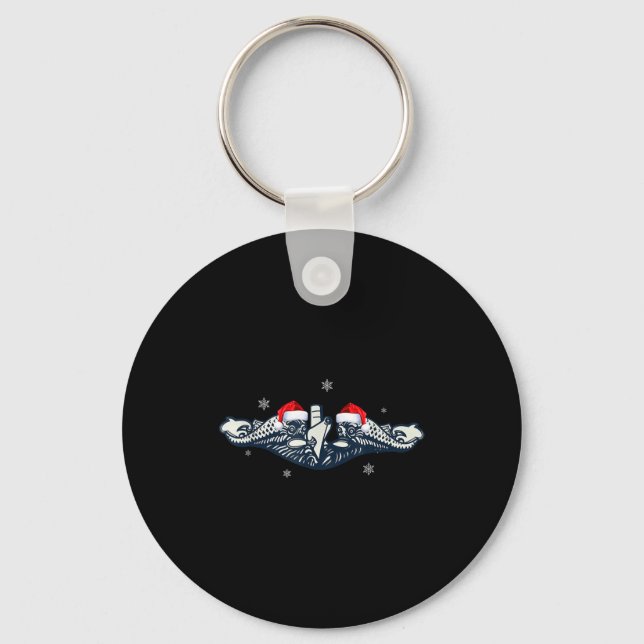 Xmas Veterans Day U.s Submarine Santa Hat Christma Keychain (Front)