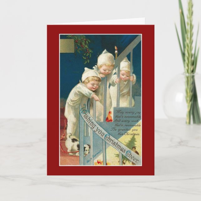 Xmas Vintage Card Merry Christmas Children (Front)