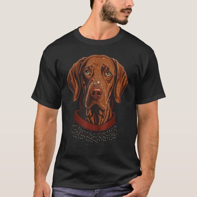 Xmas Vizsla Santa on Christmas Vizsla 1 T-Shirt (Front)