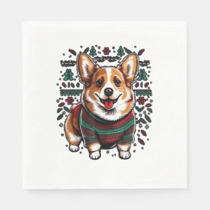 Xmas Welsh Corgi Santa on Christmas Welsh Corgi Napkins