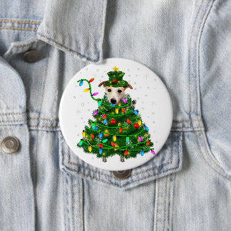 Xmas Whippet Christmas Tree |Christmas Lights Xmas Button
