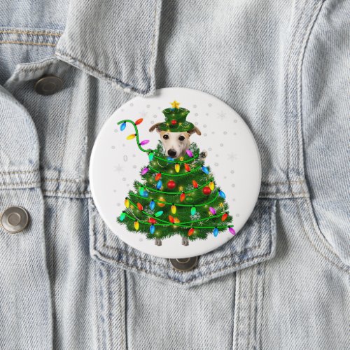 Xmas Whippet Christmas Tree Christmas Lights Xmas Button