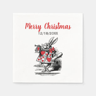 Xmas White Rabbit Trumpeter Alice Adv Wonderland Paper Napkins