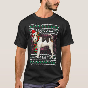 Xmas Wire Fox Terrier Dog Santa Hat Ugly Christmas T-Shirt
