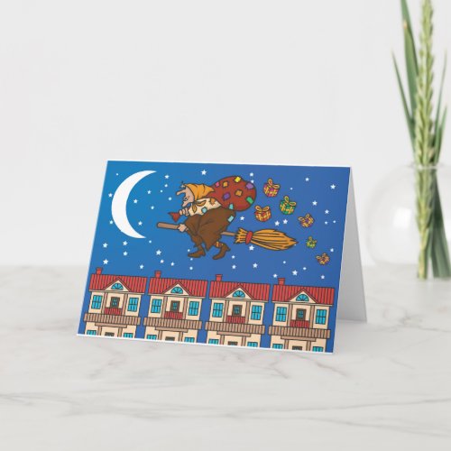 xmas witch Befana Holiday Card