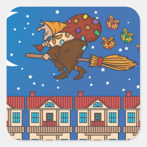 xmas witch Befana Square Sticker