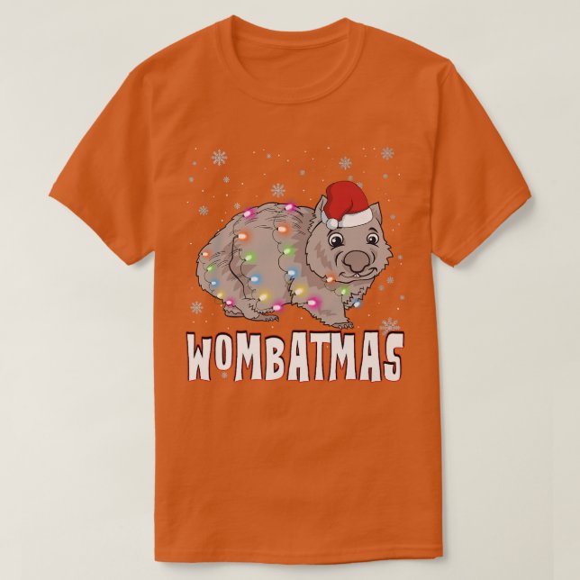 XMas Wombatmas Wild Animal Christmas Lights Wombat T-Shirt (Design Front)