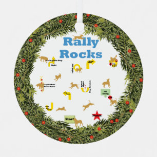 XMas Wreath Rally Rocks Dogs Metal Ornament