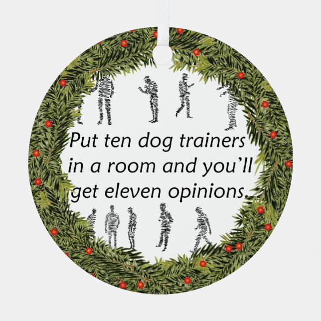 XMas Wreath Ten Dog Trainers Metal Ornament (Front)