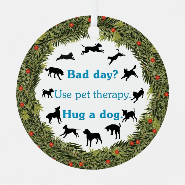XMas Wreath Therapy Pet v2 Metal Ornament (Front)