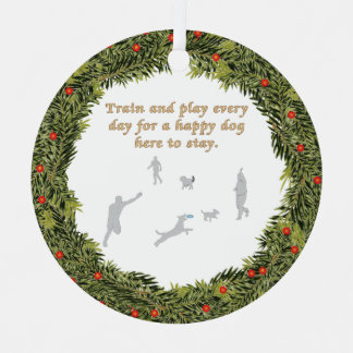 XMas Wreath Train and Play Metal Ornament