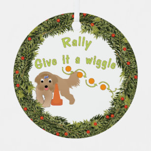 XMas Wreath Wiggle Rally Metal Ornament