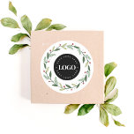 Xmas Wreath & Your Custom Logo Here Business Classic Round Sticker<br><div class="desc">Promote your business with this elegant sticker,  featuring Christmas wreath & custom logo. Easily add your own logo/any image by clicking on the "personalize" option.</div>