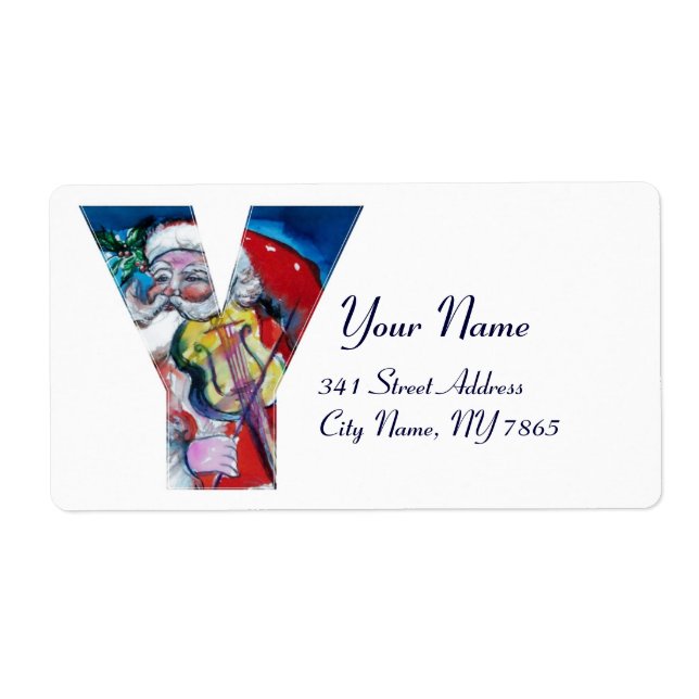 XMAS Y LETTER /SANTA  CLAUS WITH VIOLIN MONOGRAM LABEL (Front)