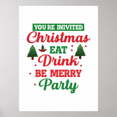 Xmas You Are Invited Christmas Party Poster