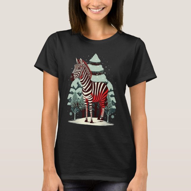 Xmas Zebra Santa on Christmas Zebra 2 T-Shirt (Front)