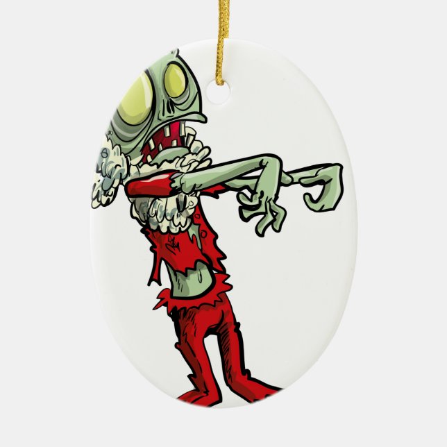 xmas zombie santa claus ceramic ornament (Front)