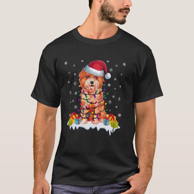 Xmas Zuchon Dog Wearing Santa Hat Ugly Christmas T-Shirt (Front)