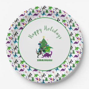 Xmasaurs Paper Plates