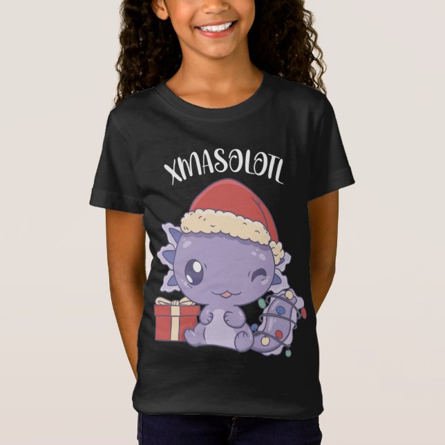 Xmasolotl Cute Axolotl Christmas T-Shirt (Front)