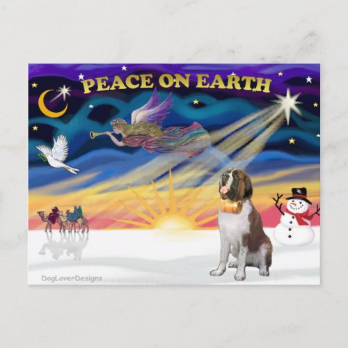 XmasSunrise  Saint Bernard 1 Holiday Postcard
