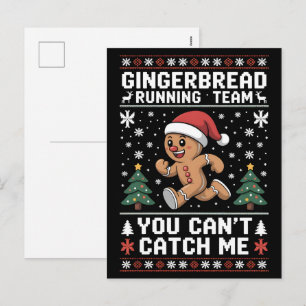 Xmax Running Gingerbread Man Costume, Running Team Holiday Postcard