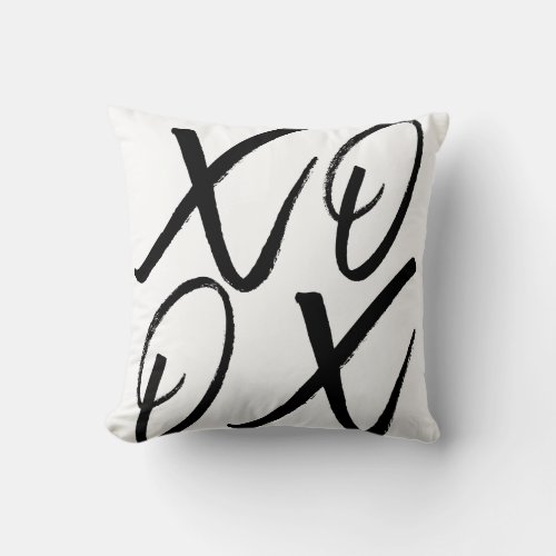 XO Black Script Throw Pillow