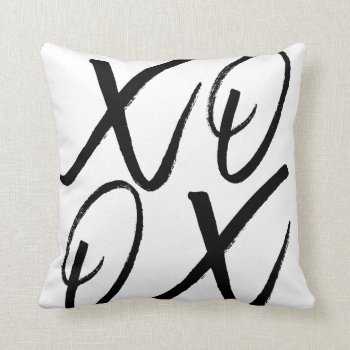 Xo Black Script Throw Pillow by PinkMoonDesigns at Zazzle