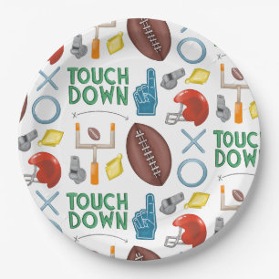 XO Football Season Touchdown First Down Tailgate Paper Plates