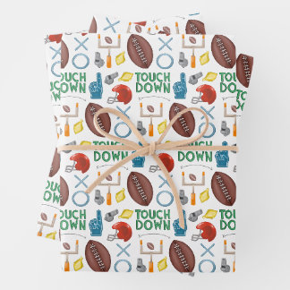 XO Football Season Touchdown First Down Tailgate Wrapping Paper Sheets