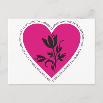 Xo Fuchsia Heart And Tulip Postcard by LLChemis_Creations at Zazzle