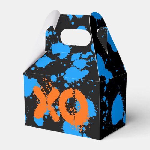XO Graffiti Art Black and Blue 90s Splatter Paint Favor Boxes