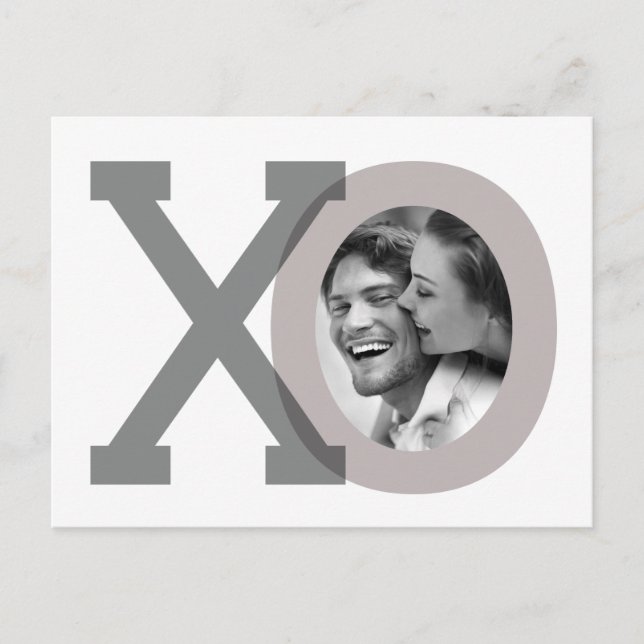XO Grey Wedding Save Date Photo Postcard (Front)