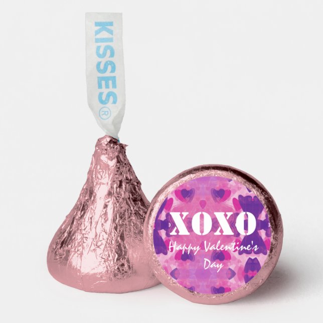 XO Happy Valentines Day Pink Purple Hearts Hershey®'s Kisses® (Front)