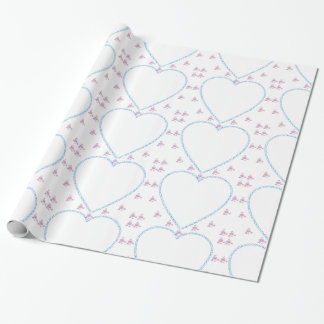 XO Heart Frame Blue and Purple Wrapping Paper