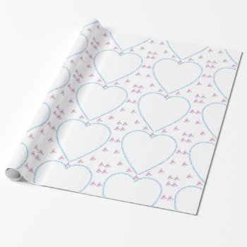 Xo Heart Frame Blue And Purple Wrapping Paper by LLChemis_Creations at Zazzle