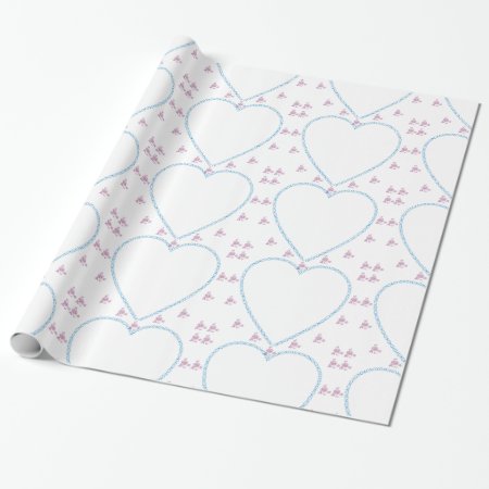 Xo Heart Frame Blue And Purple Wrapping Paper
