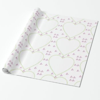 Xo Heart Frame Green And Purple Wrapping Paper by LLChemis_Creations at Zazzle
