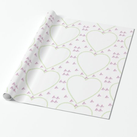 Xo Heart Frame Green And Purple Wrapping Paper