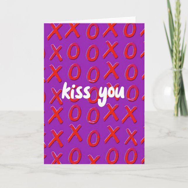 Xo Heart Pattern Kiss You Card (Front)