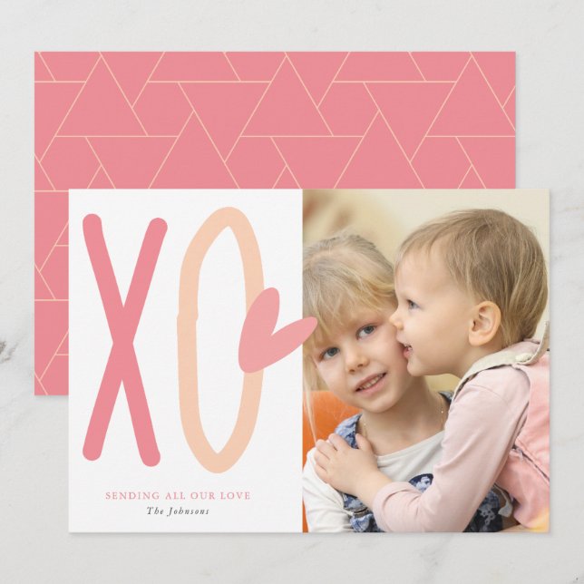 XO Heart Valentine's Day Photo Card (Front/Back)