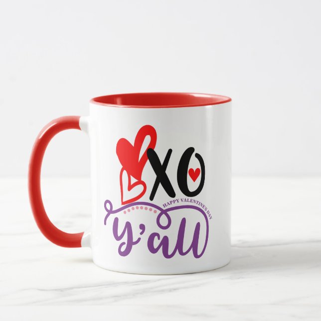 XO Hearts Valentines Day Coffee Mug - Love Design  (Left)