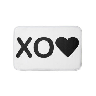 XO Hugs and Kisses Heart Black Bath Mat