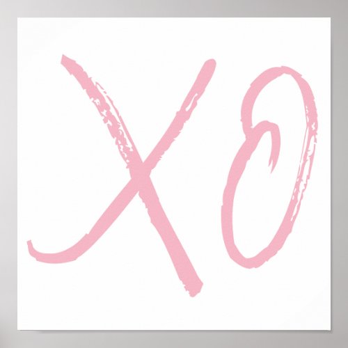 XO Love and Hugs Pink Script Poster